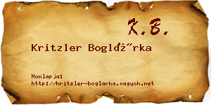 Kritzler Boglárka névjegykártya